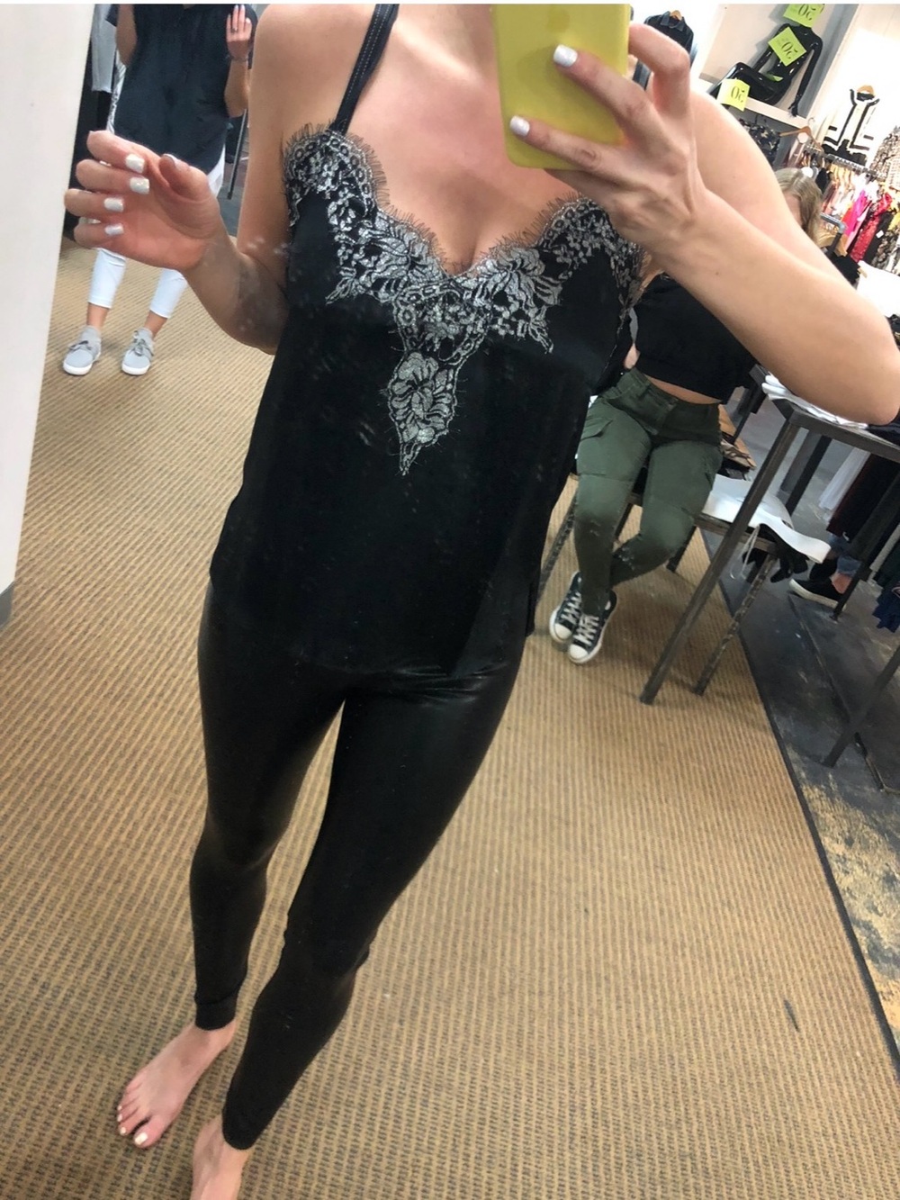 Cami NYC Gisele Black Silk Cross-Back Cami